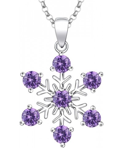 925 Sterling Silver White/Blue CZ Winter Frozen Large Snowflake Necklace Pendant B1 amethyst $26.65 Necklaces