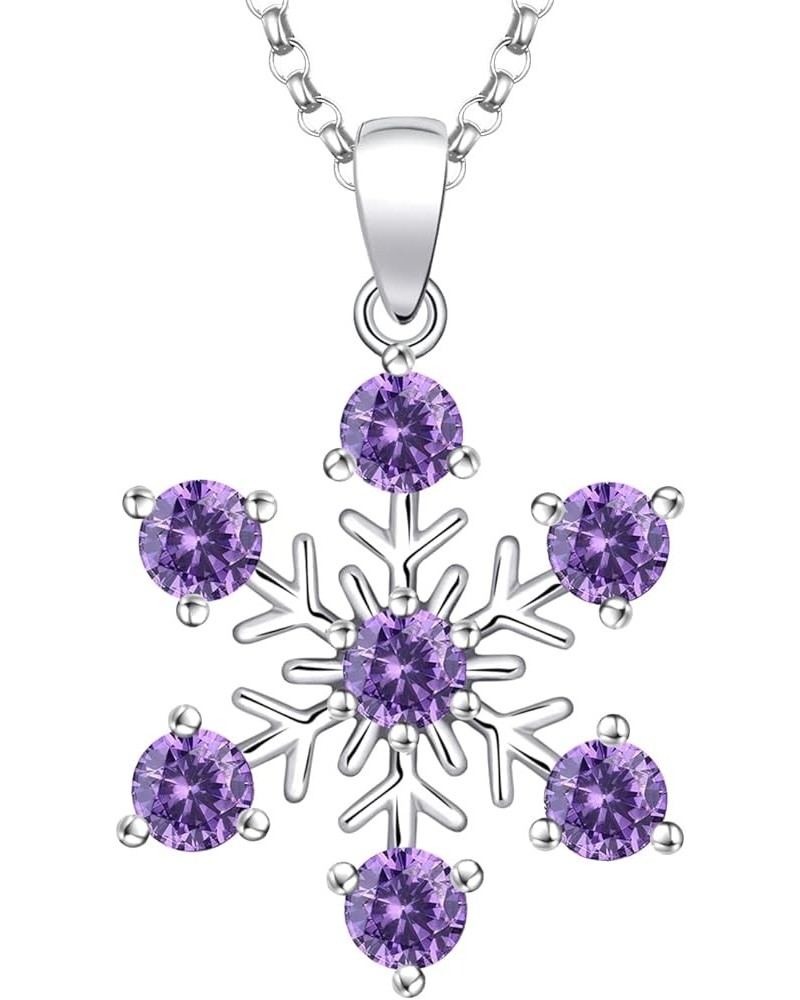 925 Sterling Silver White/Blue CZ Winter Frozen Large Snowflake Necklace Pendant B1 amethyst $26.65 Necklaces