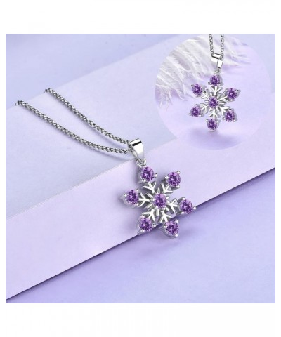 925 Sterling Silver White/Blue CZ Winter Frozen Large Snowflake Necklace Pendant B1 amethyst $26.65 Necklaces