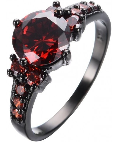 Round Cut Ruby Red January Birthstone Rings Women Black Gold Plated Light Weight Size6/7/8/9/10 $9.53 Bracelets