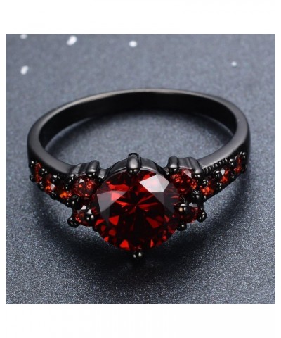 Round Cut Ruby Red January Birthstone Rings Women Black Gold Plated Light Weight Size6/7/8/9/10 $9.53 Bracelets