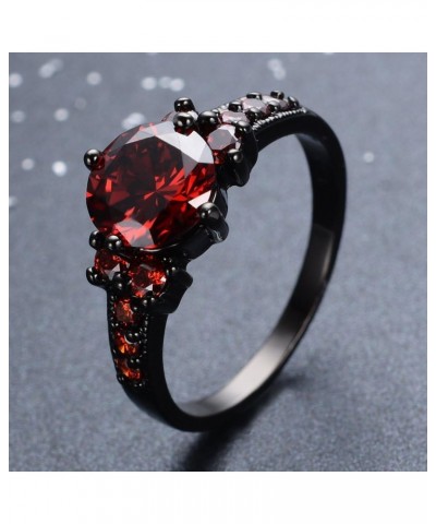 Round Cut Ruby Red January Birthstone Rings Women Black Gold Plated Light Weight Size6/7/8/9/10 $9.53 Bracelets