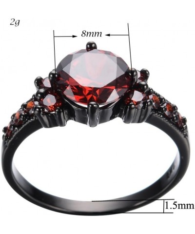 Round Cut Ruby Red January Birthstone Rings Women Black Gold Plated Light Weight Size6/7/8/9/10 $9.53 Bracelets