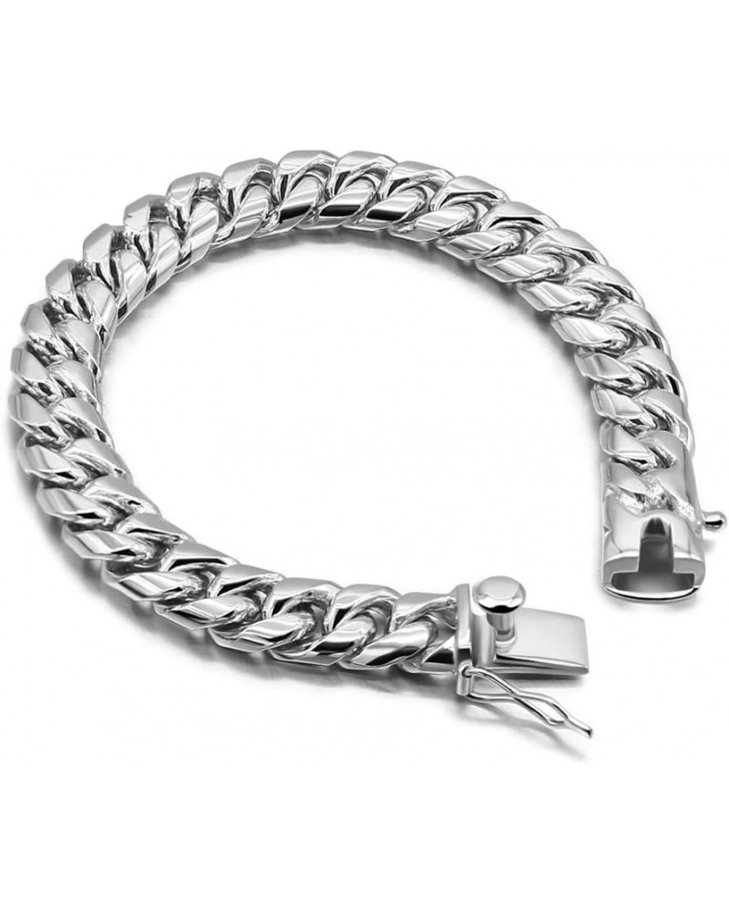 Cuban Link Bracelet 10mm 7-10 Inches Miami Hip Hop Jewelry 925 Sterling Silver Cuban Link Chain For Women Mens Silver 8.5 inc...