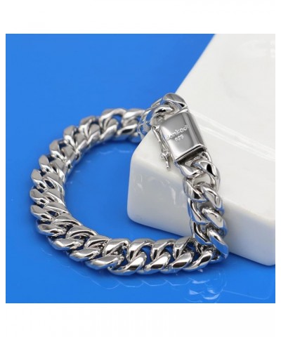 Cuban Link Bracelet 10mm 7-10 Inches Miami Hip Hop Jewelry 925 Sterling Silver Cuban Link Chain For Women Mens Silver 8.5 inc...