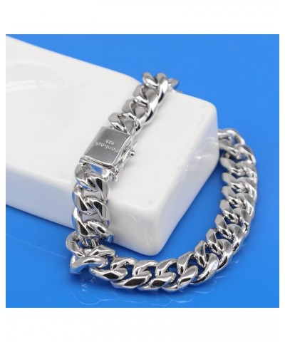 Cuban Link Bracelet 10mm 7-10 Inches Miami Hip Hop Jewelry 925 Sterling Silver Cuban Link Chain For Women Mens Silver 8.5 inc...