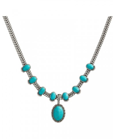 AA775423SS,Vintage Enhancer Synthetic Turquoise and Crystal Adjustable Statement Necklace,Shiny Silver,Blue, Necklaces $31.02...