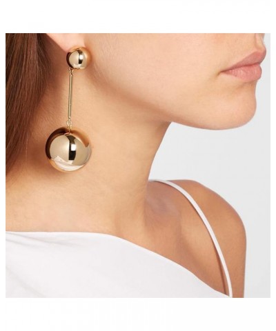 Baroque Ball Bead Dangle Earrings for Women Girl Fashion Geometrical Double Balls Minimalist Polished Drop Dangling Stud Earr...