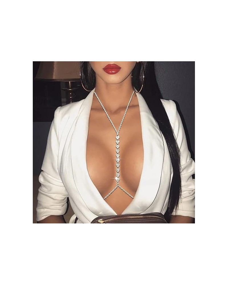 Sexy Body Chains Layered Rhinestone Body Jewelry Colorful Crystal Belly Chain Luxurious Necklace Party for Women and Girls (C...