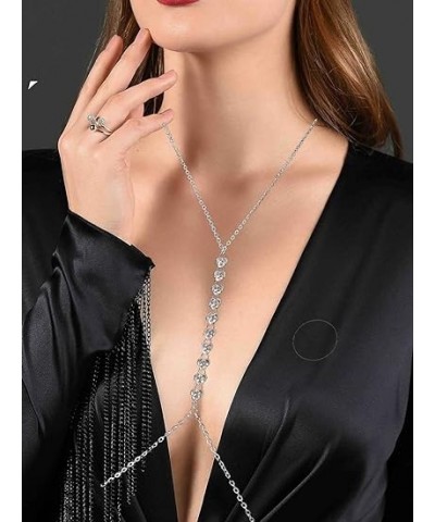 Sexy Body Chains Layered Rhinestone Body Jewelry Colorful Crystal Belly Chain Luxurious Necklace Party for Women and Girls (C...