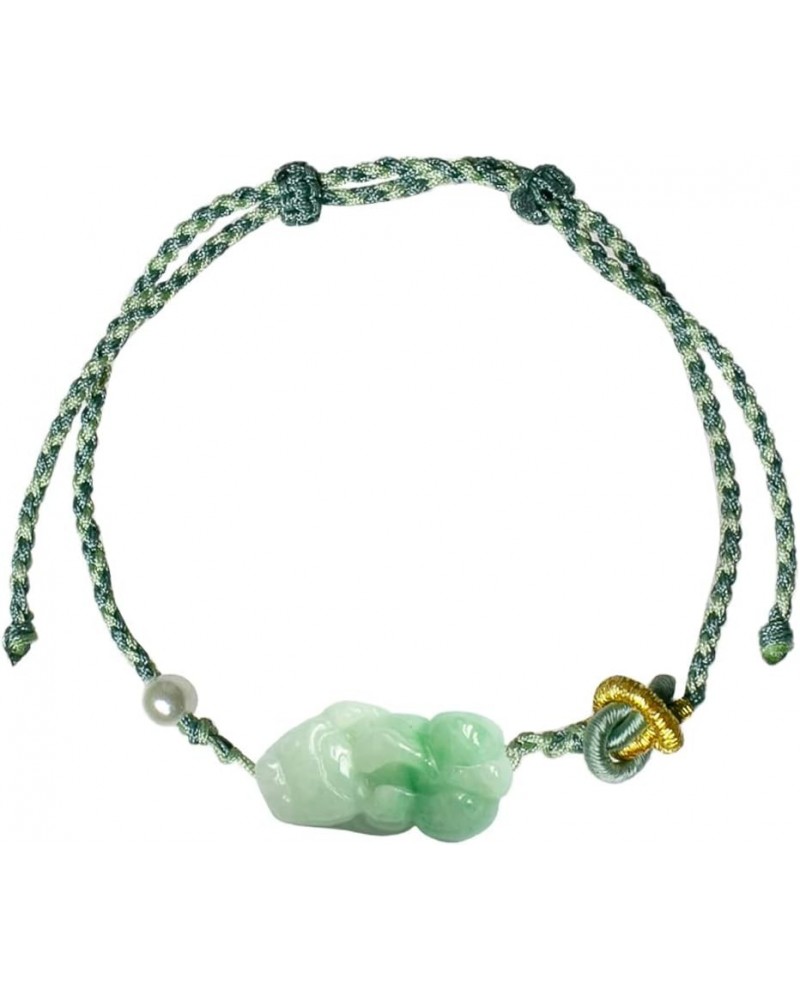 Fortune Pixiu Jade Bracelet, Real Grade A Certified Burma Jadeite Bead Pi Yao Wristlet, Adjustable Cord Q120 - Green Cord $41...