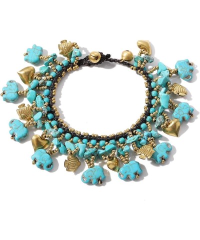 Boho Elephant Charm Howlite Beaded Bracelet Multi Piece Set for Women Fashion Jewelry Elephant-Blue $10.79 Bracelets