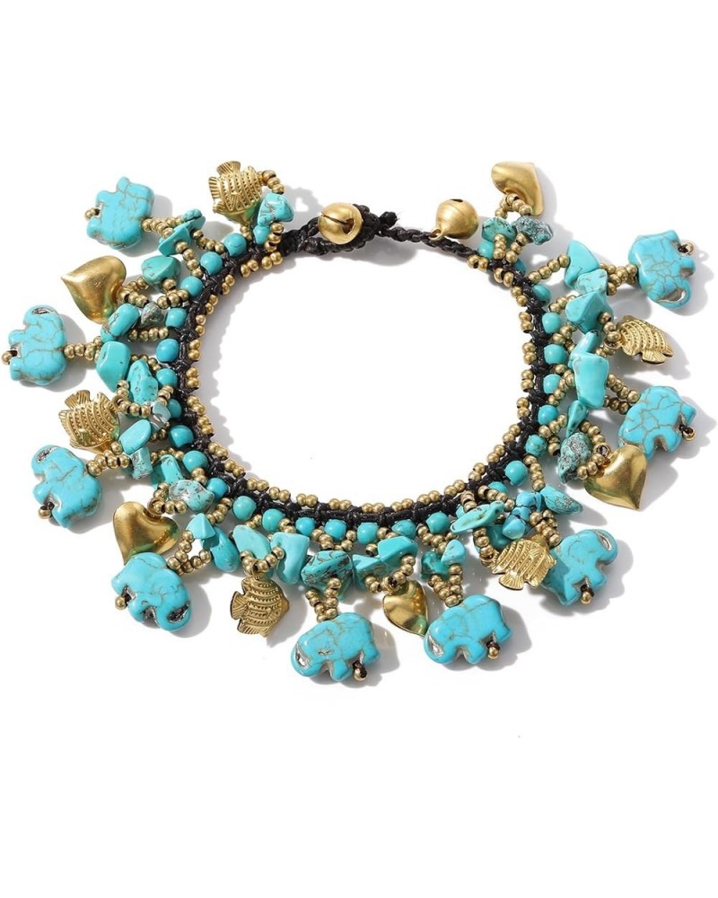 Boho Elephant Charm Howlite Beaded Bracelet Multi Piece Set for Women Fashion Jewelry Elephant-Blue $10.79 Bracelets