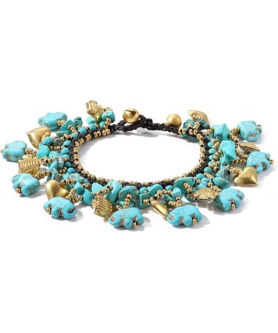 Boho Elephant Charm Howlite Beaded Bracelet Multi Piece Set for Women Fashion Jewelry Elephant-Blue $10.79 Bracelets