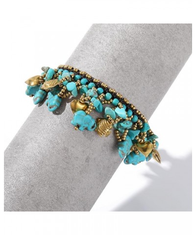 Boho Elephant Charm Howlite Beaded Bracelet Multi Piece Set for Women Fashion Jewelry Elephant-Blue $10.79 Bracelets