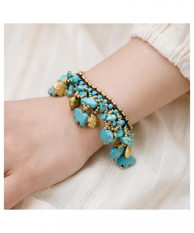 Boho Elephant Charm Howlite Beaded Bracelet Multi Piece Set for Women Fashion Jewelry Elephant-Blue $10.79 Bracelets