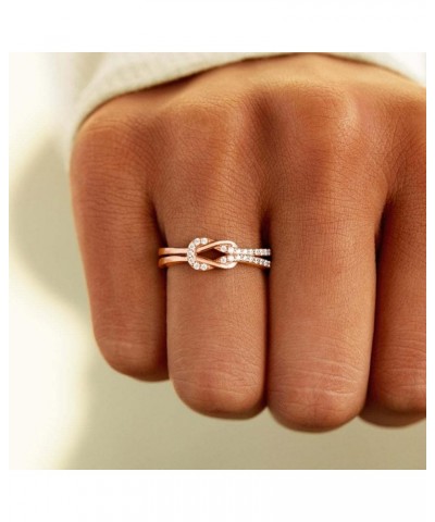 Mother Daughter Rings Best Friend Knot Rings 925 Sterling Silver Knot Ring Dainty CZs Stacking Square Ring Bands for Women Gi...