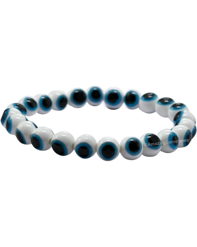 Blue Evil Eye Round Bracelet For Women with Black Obsidian Natural Crystal Beads Pulseras Para Hombres Mujer Stocking Stuffer...