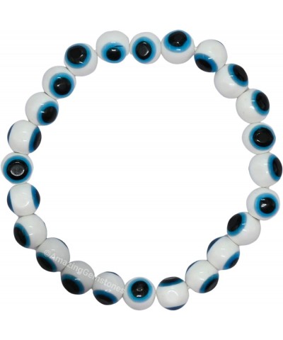 Blue Evil Eye Round Bracelet For Women with Black Obsidian Natural Crystal Beads Pulseras Para Hombres Mujer Stocking Stuffer...