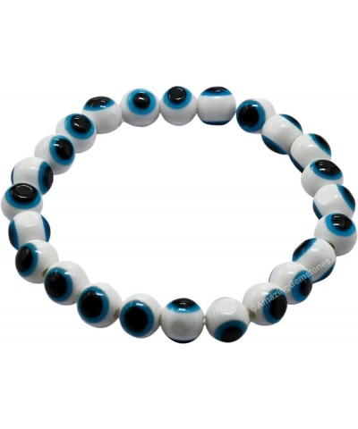 Blue Evil Eye Round Bracelet For Women with Black Obsidian Natural Crystal Beads Pulseras Para Hombres Mujer Stocking Stuffer...