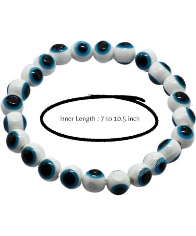 Blue Evil Eye Round Bracelet For Women with Black Obsidian Natural Crystal Beads Pulseras Para Hombres Mujer Stocking Stuffer...