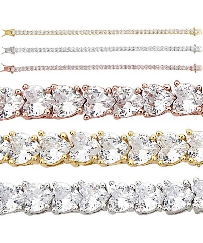 Solid 925 Sterling Silver - Heart Shaped CZ Ladies Tennis Bracelet - 14k Gold, Rose Gold, Or Natural Silver Yellow Gold $38.0...