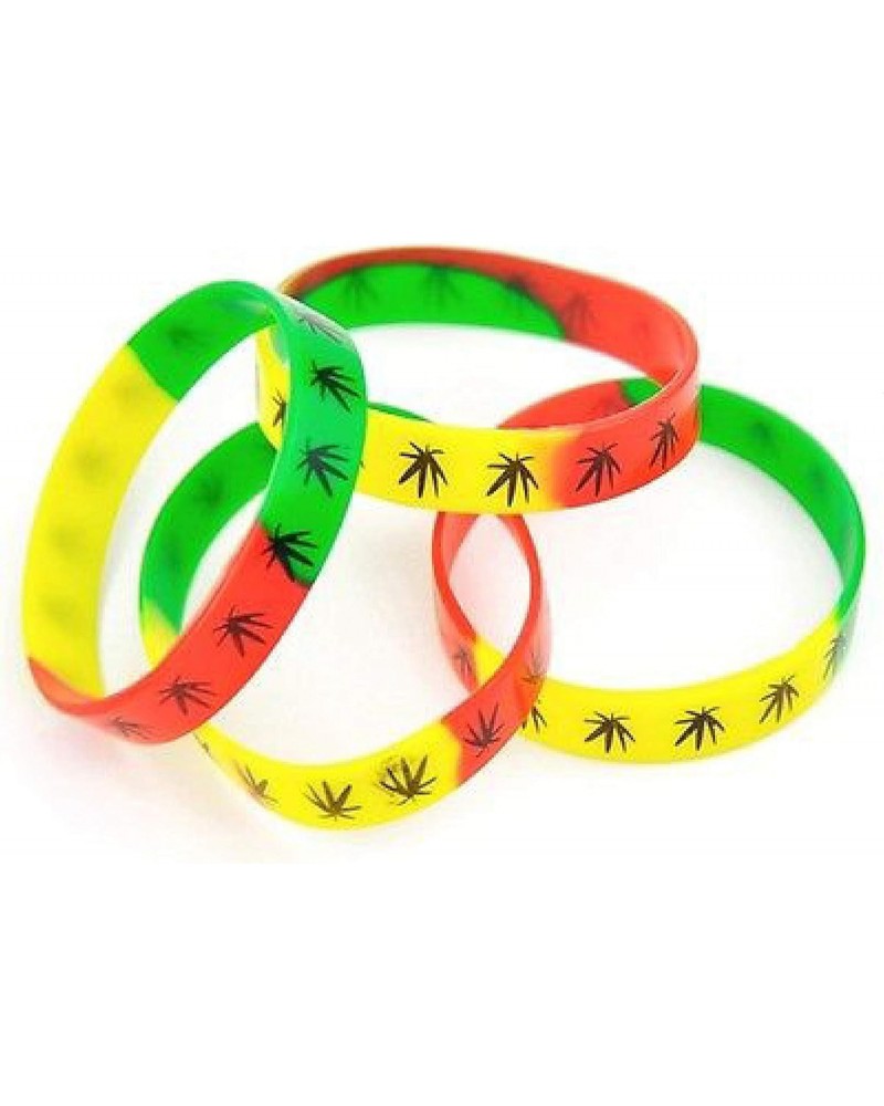 2pcs Silicone Wristbands Leaf Marijuana Cannabis Jamaica Weed Bracelet $4.96 Bracelets