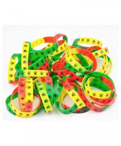 2pcs Silicone Wristbands Leaf Marijuana Cannabis Jamaica Weed Bracelet $4.96 Bracelets