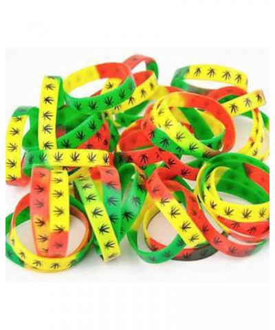 2pcs Silicone Wristbands Leaf Marijuana Cannabis Jamaica Weed Bracelet $4.96 Bracelets