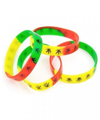 2pcs Silicone Wristbands Leaf Marijuana Cannabis Jamaica Weed Bracelet $4.96 Bracelets