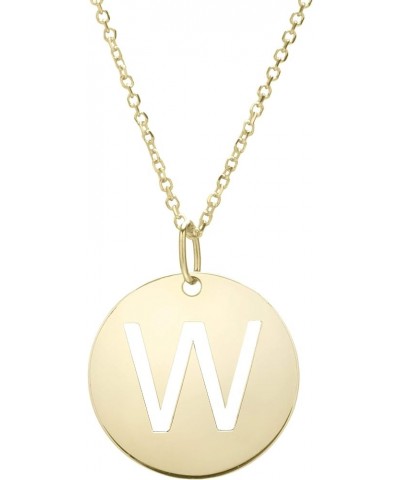 14k Yellow Gold Initial Letter Round Pendant Necklace, 18 Initial W $79.92 Necklaces