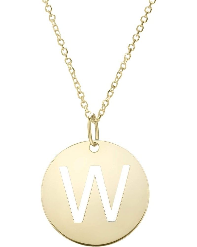 14k Yellow Gold Initial Letter Round Pendant Necklace, 18 Initial W $79.92 Necklaces