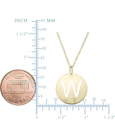 14k Yellow Gold Initial Letter Round Pendant Necklace, 18 Initial W $79.92 Necklaces