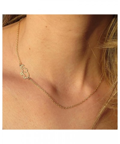 925 Sterling Silver Dainty Sideways Choker Necklace Adjustable Chain Jewelry for Women, Girls Elephant_Golden $14.30 Necklaces