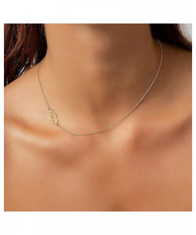 925 Sterling Silver Dainty Sideways Choker Necklace Adjustable Chain Jewelry for Women, Girls Elephant_Golden $14.30 Necklaces