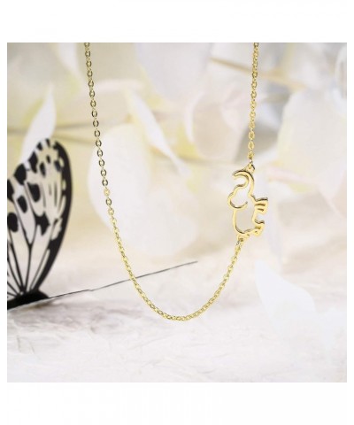 925 Sterling Silver Dainty Sideways Choker Necklace Adjustable Chain Jewelry for Women, Girls Elephant_Golden $14.30 Necklaces