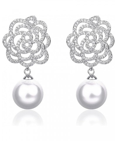 Fashion women's Charm Earrings Imitation Pearl Elegant Rhinestone Stud Earrings $8.39 Earrings