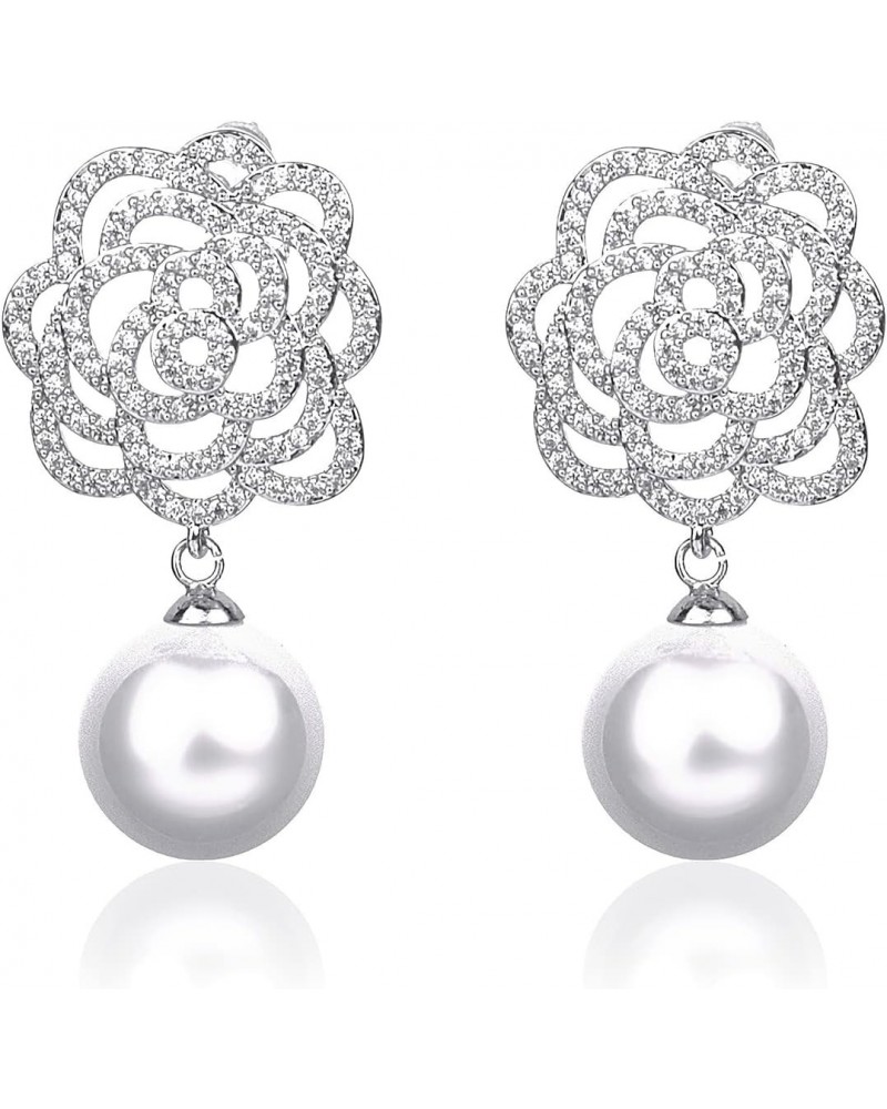 Fashion women's Charm Earrings Imitation Pearl Elegant Rhinestone Stud Earrings $8.39 Earrings