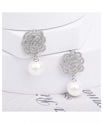 Fashion women's Charm Earrings Imitation Pearl Elegant Rhinestone Stud Earrings $8.39 Earrings