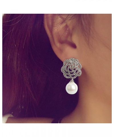 Fashion women's Charm Earrings Imitation Pearl Elegant Rhinestone Stud Earrings $8.39 Earrings