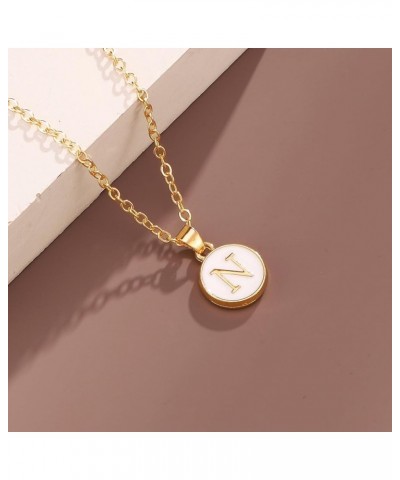 Initial Necklace, A-Z Coin Pendant Personalized Monogram Name Letter Necklace for Women Teen Girls, Double Side Enamel Simple...