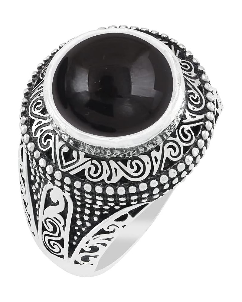 5.78Cts Native American Style Round Shaped Natural Gemstone Rings For Women, 925 Silver Plated Birthstone Ring Jewelry Gift F...