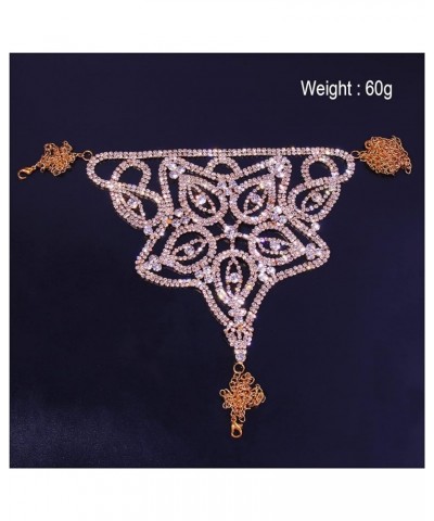 Women Sexy Rhinestone Waist Body Chain Bikini Thong Panties Crystal Body Chain Jewelry (Gold) Flower Pattern $9.17 Body Jewelry