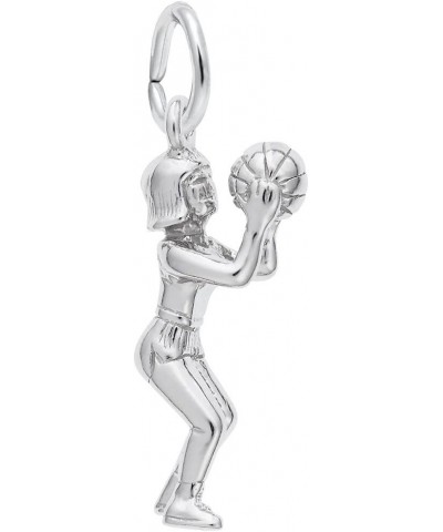 Female Basketball Player Charm, Charms for Bracelets and Necklaces White Gold $22.73 Bracelets