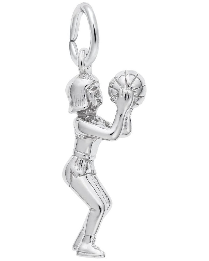 Female Basketball Player Charm, Charms for Bracelets and Necklaces White Gold $22.73 Bracelets