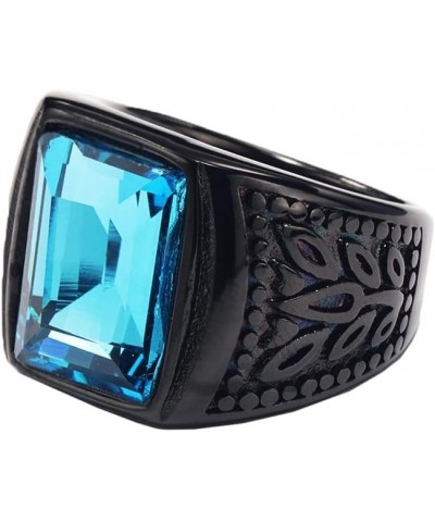 Women Men's Flower Gemstone Ring Stainless Steel Vintage Diamond Jewelry Black Light Blue $8.69 Rings