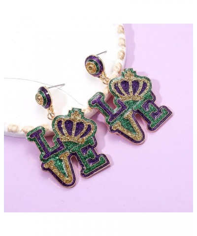 Mardi Gras Earrings for Women, Glitter Crown Mask Fleur De Lis Earrings for Fat Tuesday Celebration, Mardi Gras Accessory Car...