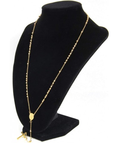 Stainless Steel Gold Silver Rosary Beads Cross Y Necklace Chain for Women 3mm-Gold $12.59 Necklaces