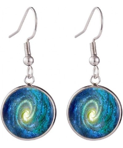 Nebula Galaxy Glass Fish Hook Earrings for Women Teens White Swirl $8.09 Earrings