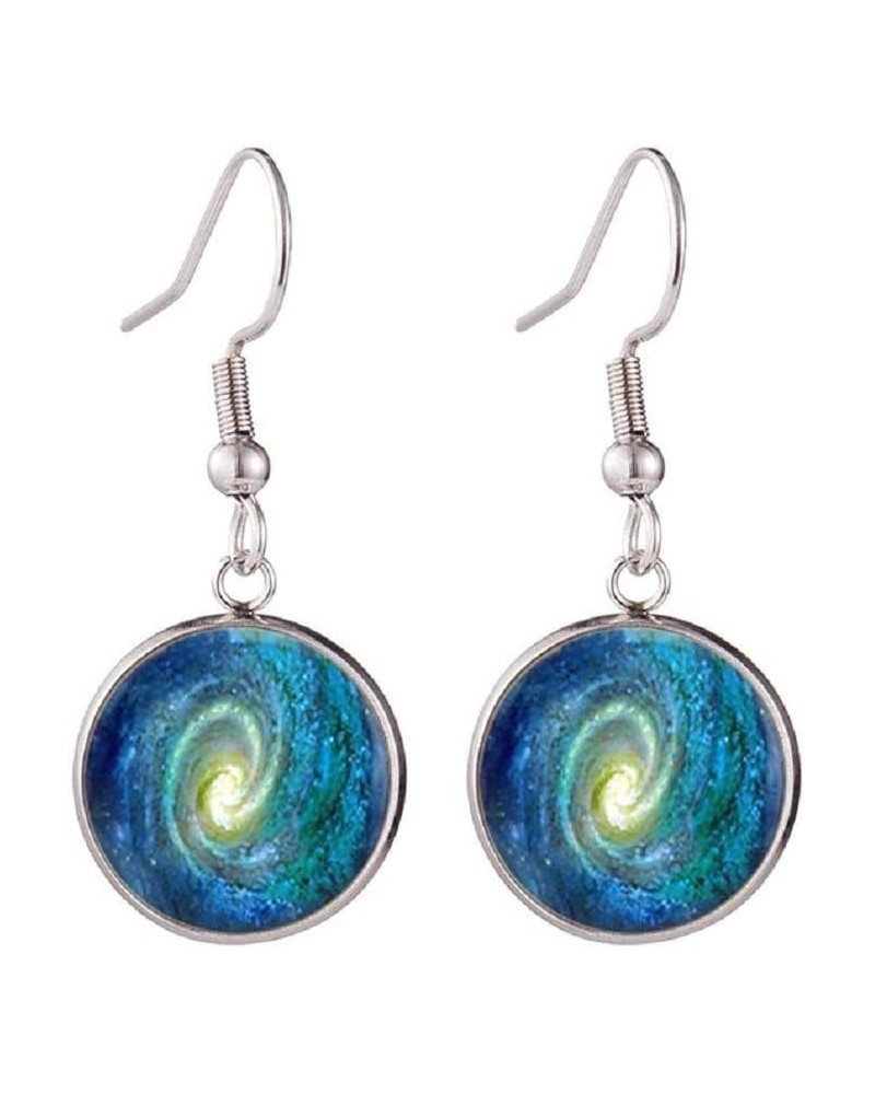 Nebula Galaxy Glass Fish Hook Earrings for Women Teens White Swirl $8.09 Earrings